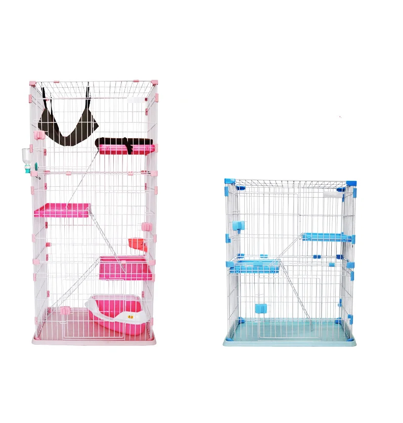 

Wholesale good quality pink color folding metal cat cage pet house