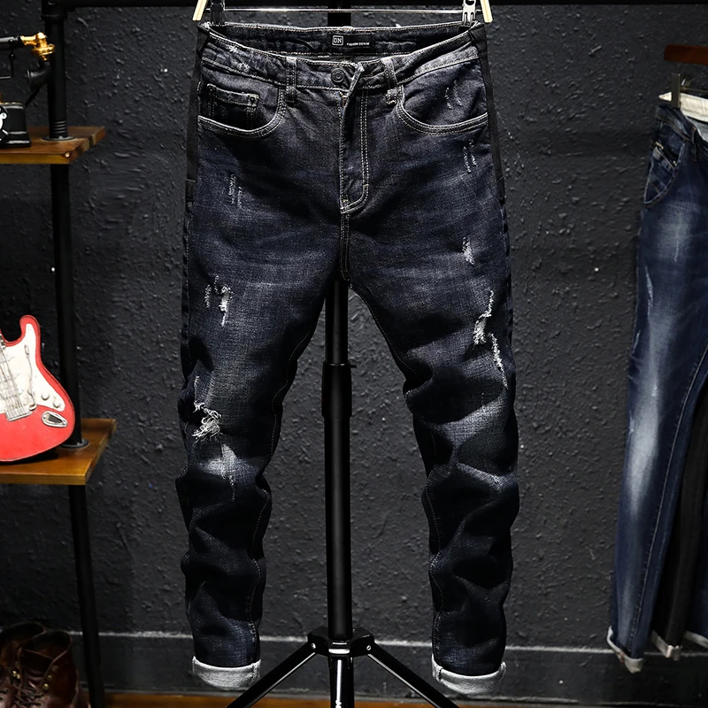 

S279 New Hot 100% Cotton Realistic Lifesize ripped Jean for men Manufacturer China, Black