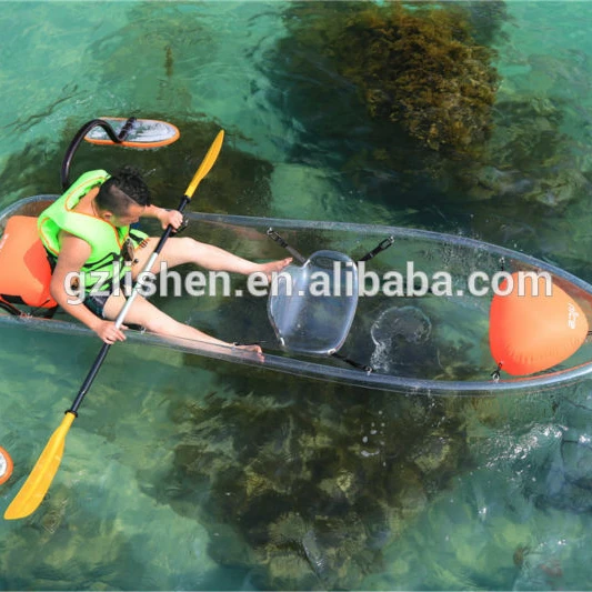 
Clear bottom PC transparent kayak canoe with stabilizer outrigger 
