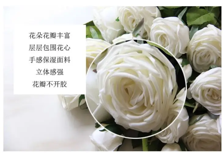 71 cm 3 heads roses Artificial Flower High-grade silk flowers Wedding home decoration a bouquet of rose flower