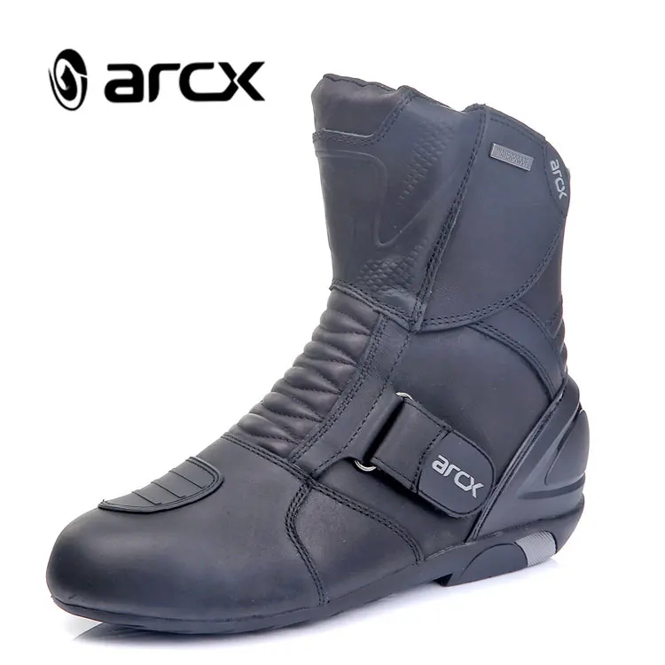 

ARCX Comfortable Leather Motorcycle Shoes Racing Boots For Men Bota Motocross Boots for Motorcycle, Black