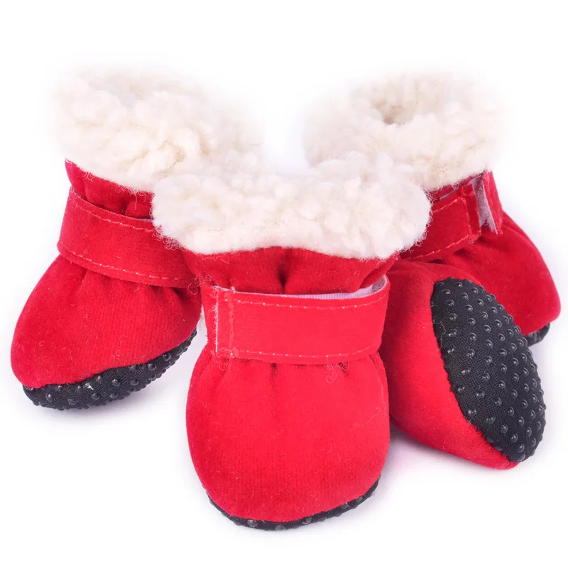 

Winter Warm Shoes for Dogs 4Pcs/Set Cute Sneakers Dog Boots, Red;brown;blue;orange;pink