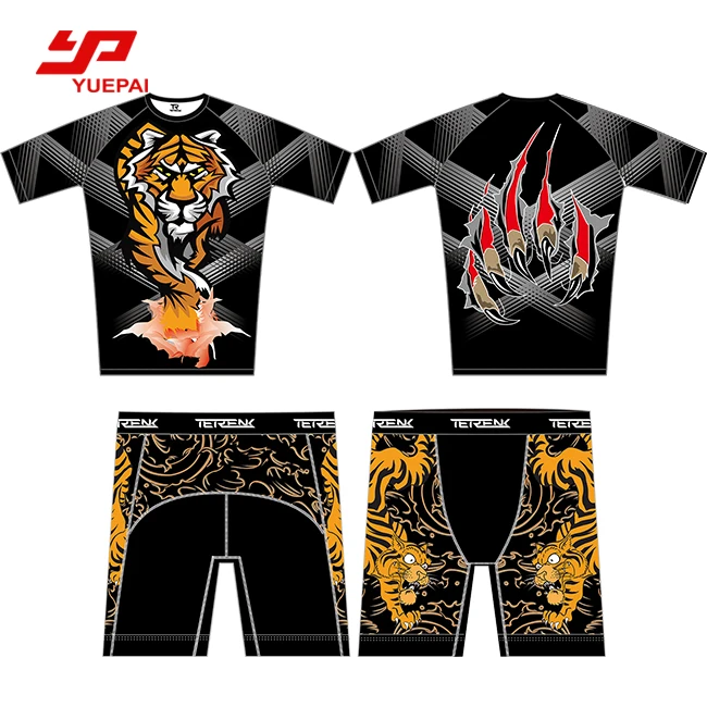 

Custom sublimated printed fight wear, men's boxer boxing shirts and shorts mma jersey