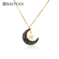 

BAOYAN Gold Plated Stainless Steel Crescent Moon Star Necklace For Women