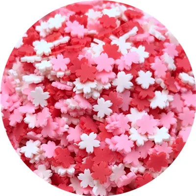 

Yiwu 100g opp bag packaging mini cute heart star sakura artificial decorative candy tablets decorative polymer clay Sprinkles