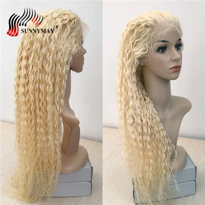 

Sunnymay Curly Blonde Full Lace Human Hair Wigs Pre Plucked Glueless Brazilian Virgin Hair Lace Wigs With Baby Hair, 613 full lace wig