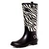 Women custom colored zebra printing rain boots gumboot