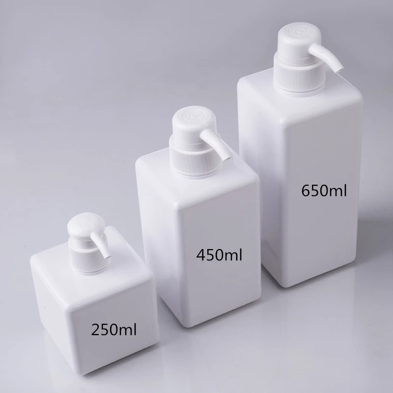 Stocks Small Moq 100ml 150ml 250ml 450ml White Square Shampoo Bottle