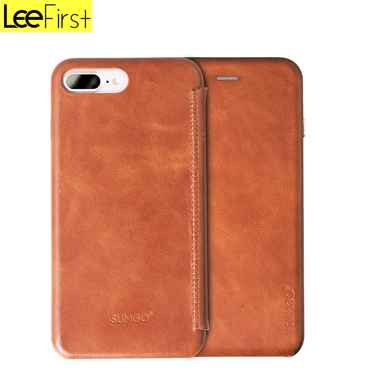 

Luxury Smartphone Vintage Genuine Leather Flip Case For iPhone 8 Plus , Cell Phone Case For iPhone 7 Plus, Black;blue;brown;pink;etc colors