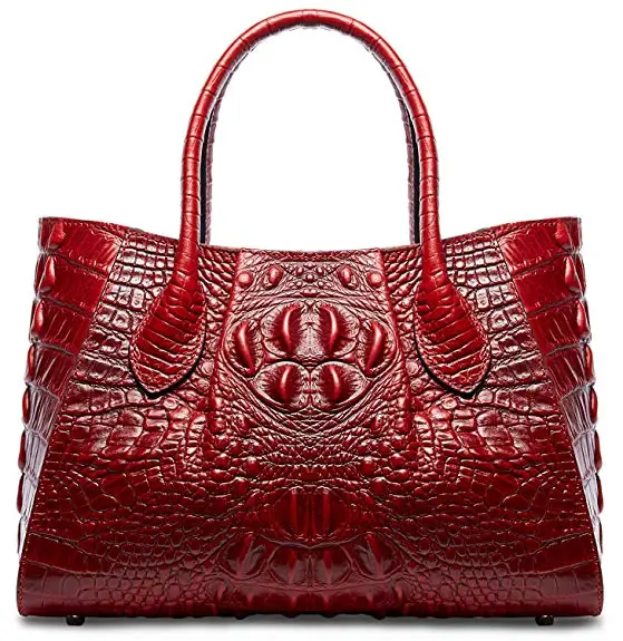 

Genuine Leather Crocodile Print Handbags Top Grain Ladies Tote Bag Leather Shopping Bag Oil Leather Waterproof Shoulder Bag