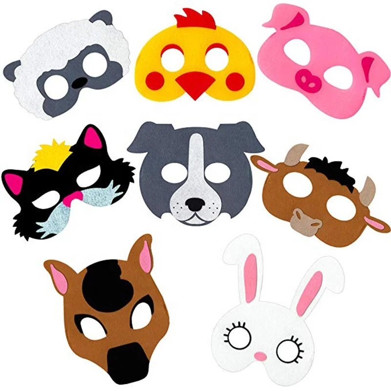 

Dog, cat, chicken, cow, rabbit animal felt mask to be customized