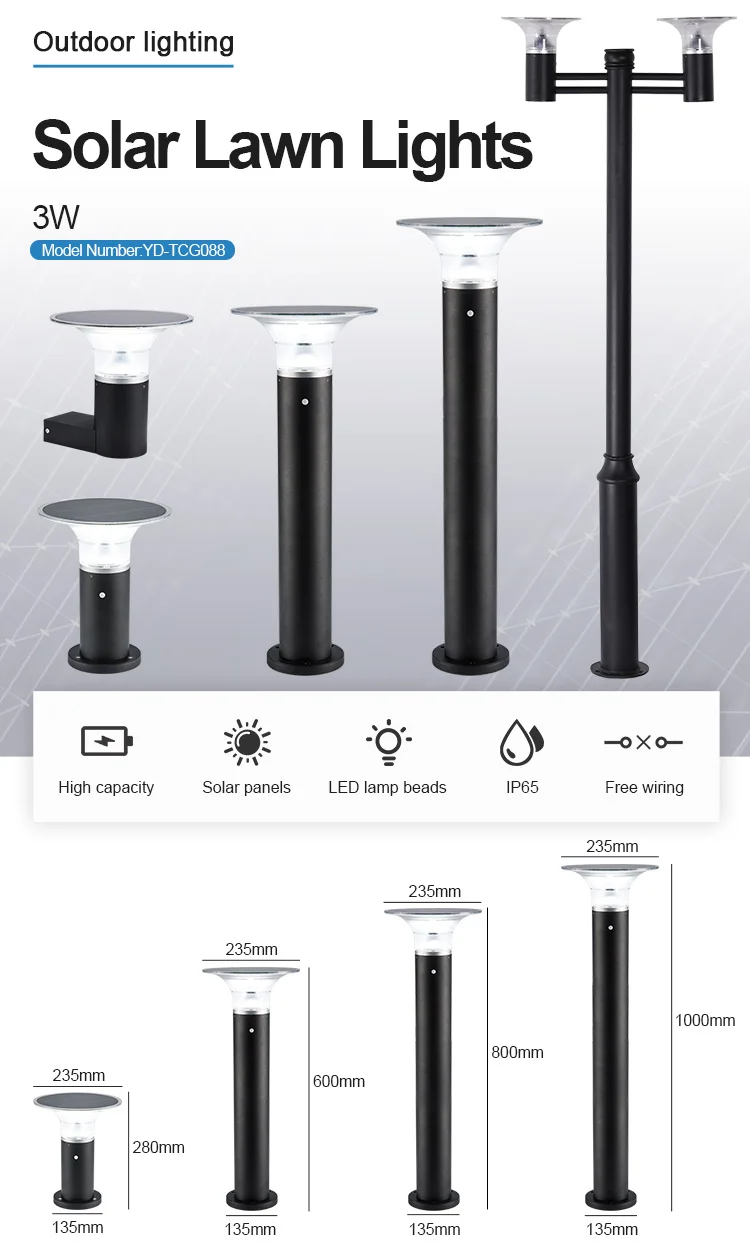CE RoHS IP65 Certificate Aluminum Decorative Path Lawn Patio Lamp Outdoor Waterproof Led Solar Power Bollard Light Garden
