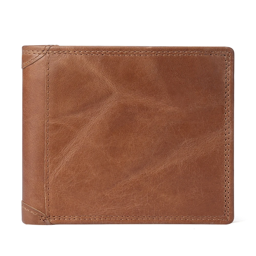 

521 RFID New simple design brown men genuine leather wallet, Brown, split brown, nappa black, litchi grain black,chocolate