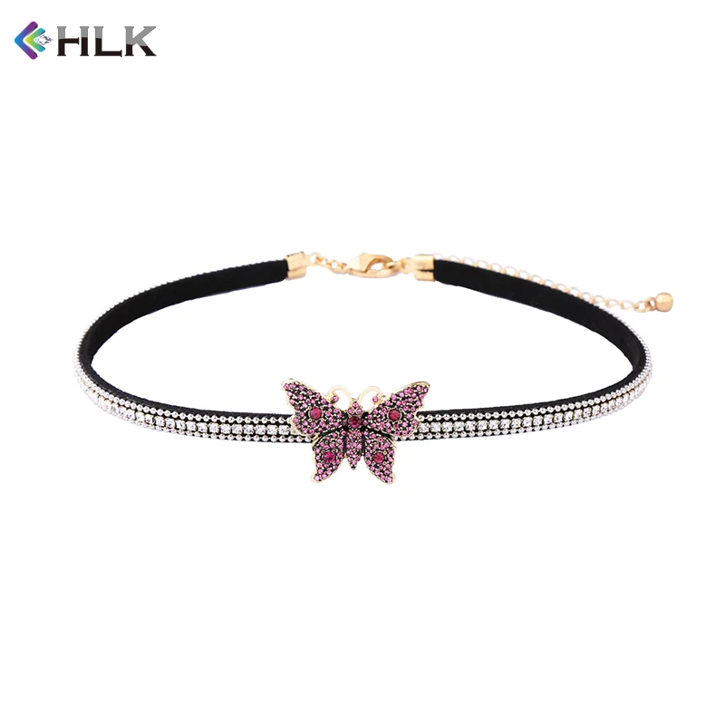 

Mini jewelry cnc router st patricks day Crystal Butterfly Charm Choker Necklace