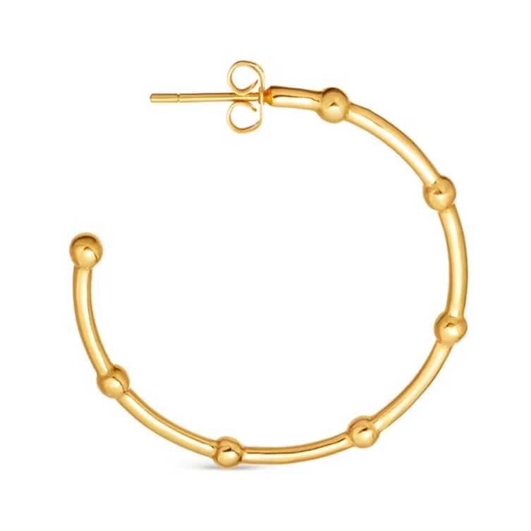 

2019 new design 925 silver jewelry 18K gold bead minimalist large hoop earring