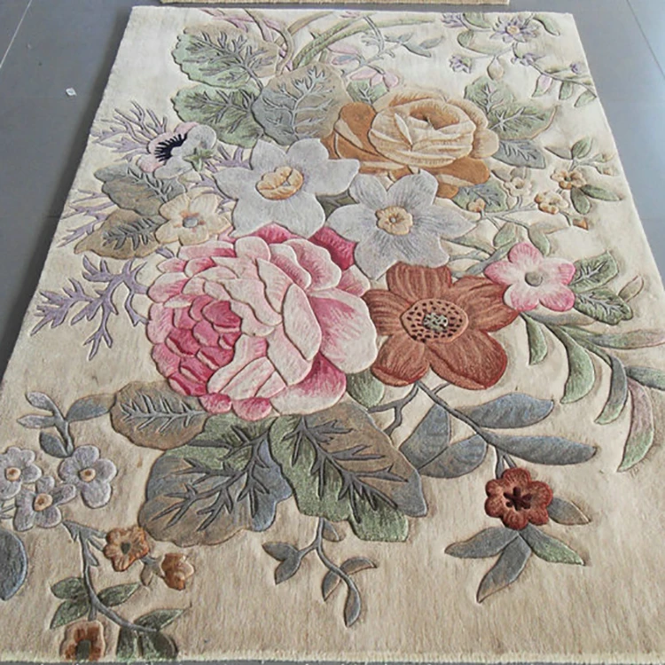 Hand Tufted hotel floor Carpet Customized floral pattern handmade Wool Carpet, Model Area Rug