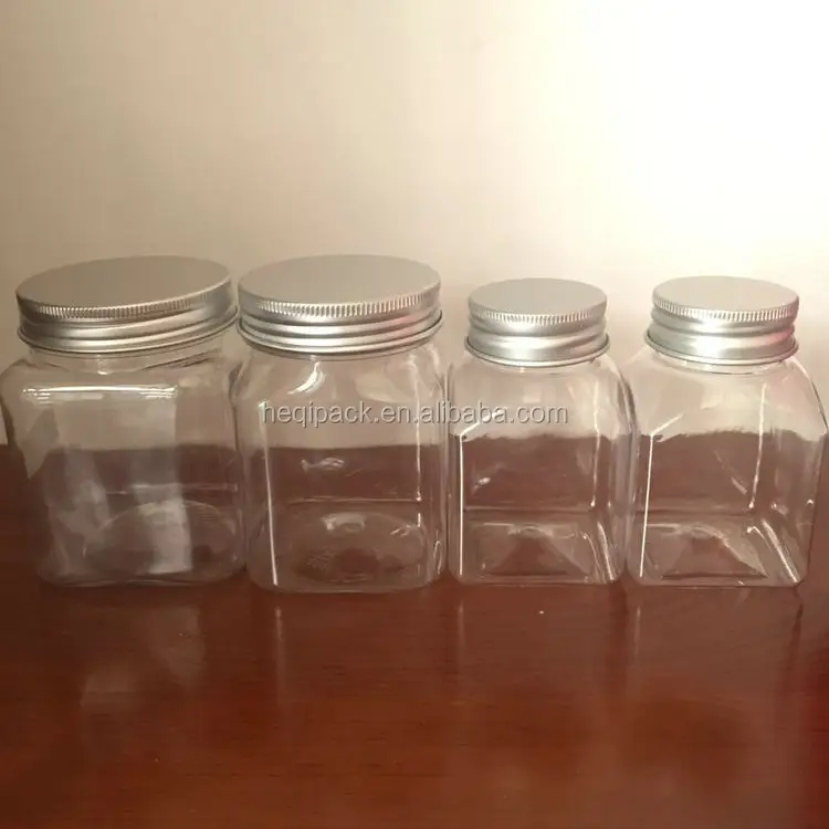 Factory Supply 4oz Plastic Pet Clear Square Jar With Aluminum Lid Buy