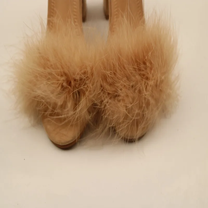
F20621A Wholesale fashion women high heels shoes suede fur sandal for ladies 