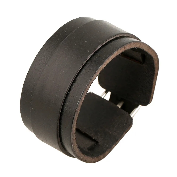 

Genuine leather bracelets for men wide Punk leather bracelets MOQ 12PCS