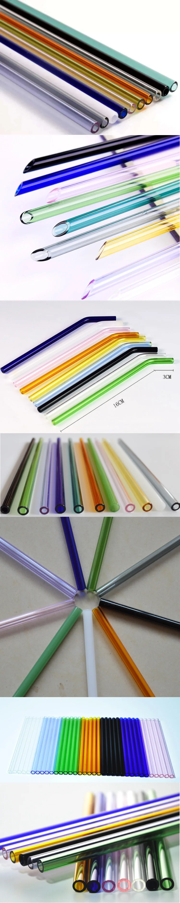 Reusable Non-toxic Eco Straw Straight Bent Pyrex Glass Drinking Straw