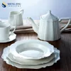 Bulk China Plates Tea Pot With Cups Restaurant Ceramic Dinnerware