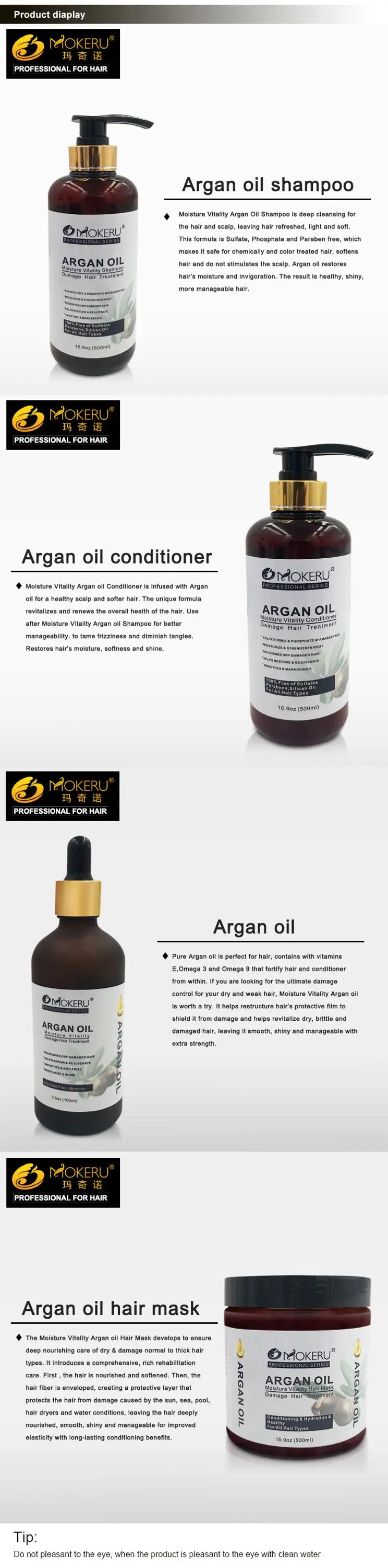 2017 New Series Argan Oil Shampoo And Conditioner For Damaged Hair