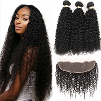 

Kinky Curly Bundles With Closure Brazilian Weaves Human Hair 30 Inch Bundles With Closure Remy Hair Extensions