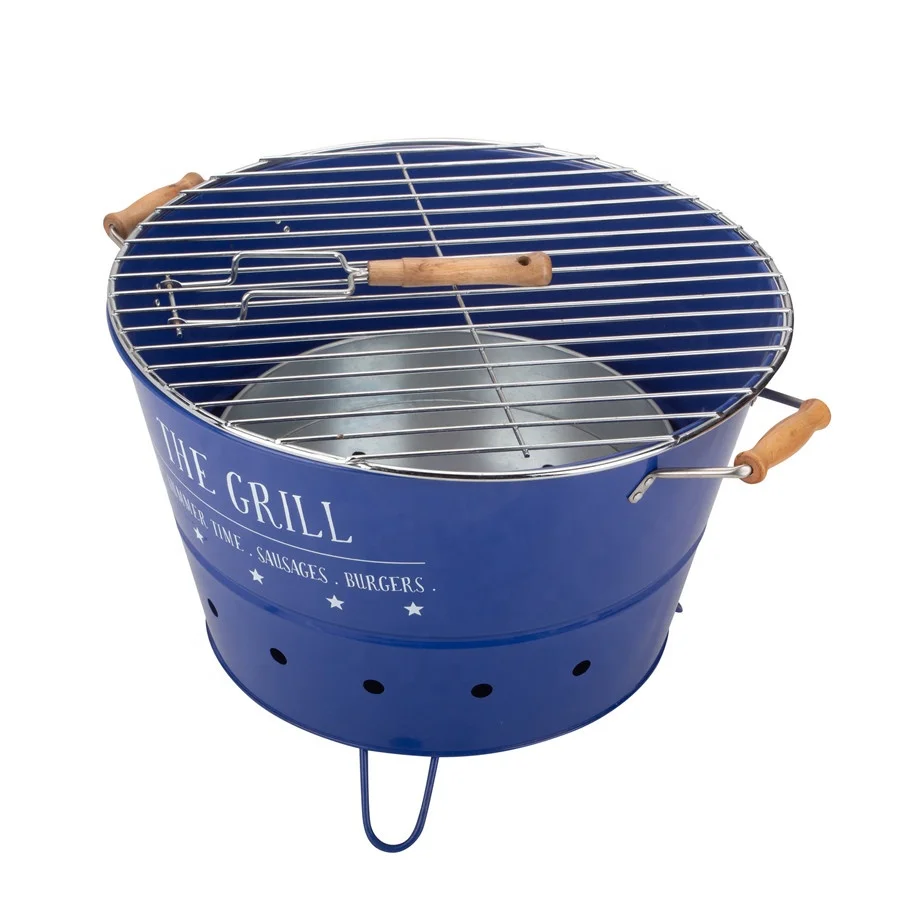 Outdoor Bbq Grill Metal Galvanized Compact Charcoal Barbecue Grill