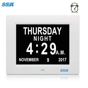 Image of Alarms Dementia Clock 8 inch Large Display Digital Calendar Day Clock for Vision Impaired Elderly Memory Loss people