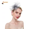 Classic Fashion Head Piece Bridal Hair Clip Women Mini Top Hat Feather Fascinator Wholesale