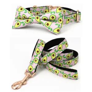 Image of aguacate Bow Tie Dog Collar , Personalized Engraved Dog Collar with All Metal Buckle