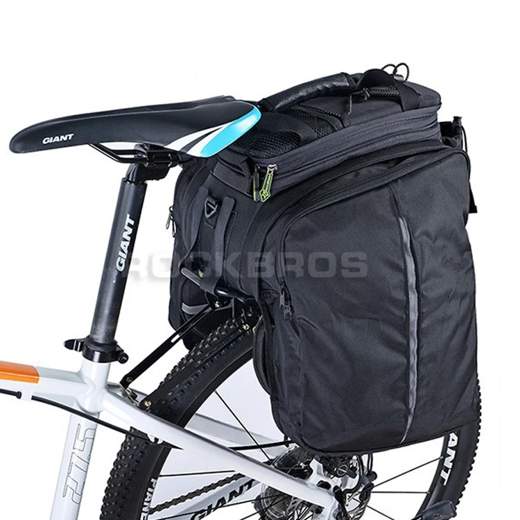 NEW ROCKBROS Bike Rear Carrier Bag Pack Trunk Pannier Saddle Pouch Black & Green 