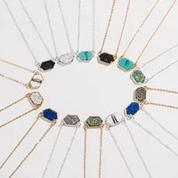 

14 Colors Druzy Drusy Necklace Fashion Oval Resin Faux Stone Necklace Gold Silver Plated Brand Jewelry for Women Girls