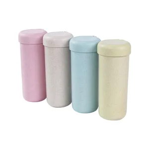 Image of Eco Friendly Biodegradable Reusable Wheat Straw Water Cup Portable Plastic Drinking Water Bottle