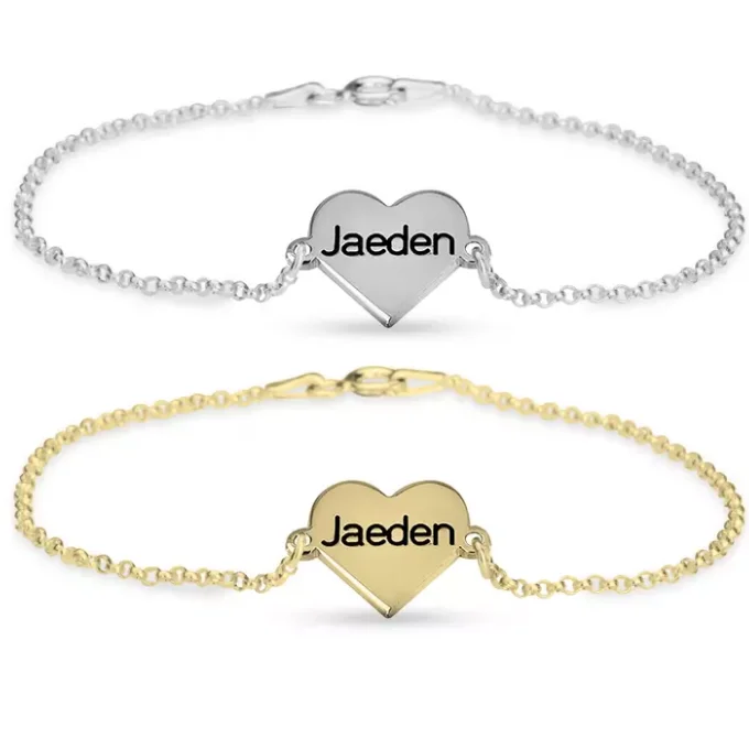 

2019 fashion jewelry personalized heart shape bracelet custom laser name bracelet
