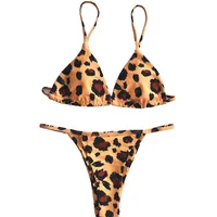 

Hot sale leopard print european size women two pieces deux sexy extreme micro bikini swimwear