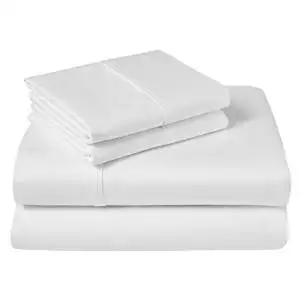 SRP Linen 600-Thread-Count 100-Percent Cotton Percale Super Soft Hotel Bed 3-Pieces (Fitted Sheet + Pillowcases) Queen Solid White Fit Up to 22" inches Extra Deep Pocket Fully Elastic All Around