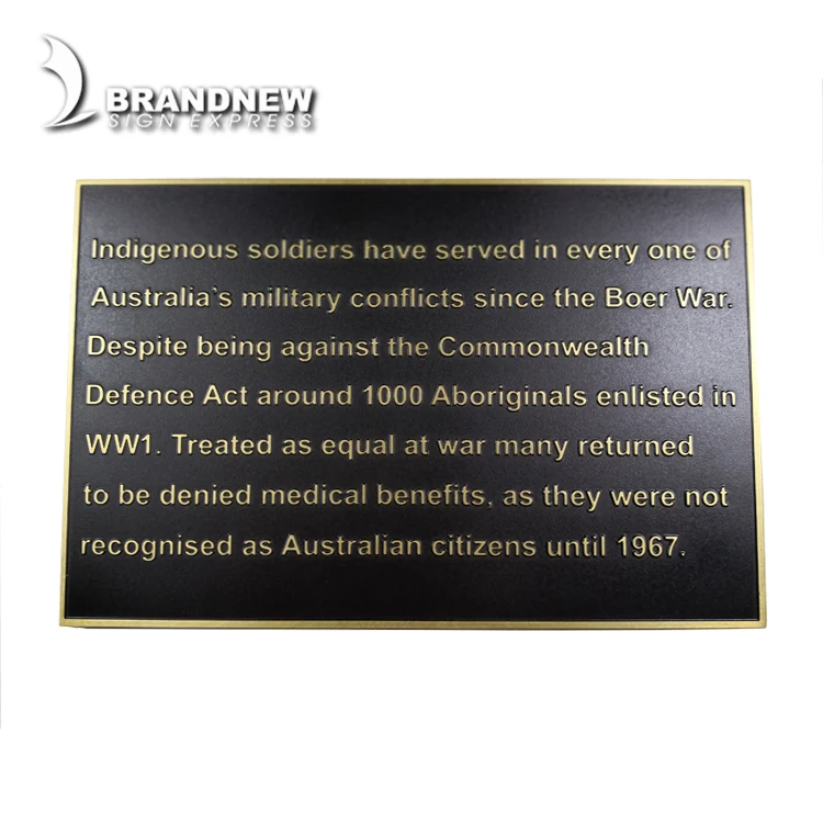  embossed brass plate sign