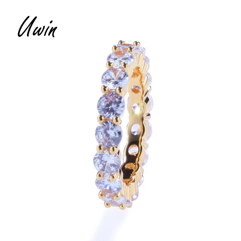 

UWIN Hiphop Latest Design Iced Out 1 Row Tennis CZ Diamond Ring Rock Jewelry Custom Ring for Men