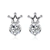 Qings Fashion Crown Shape Brass Stud Earrings Plated Platinum Earrings For Women