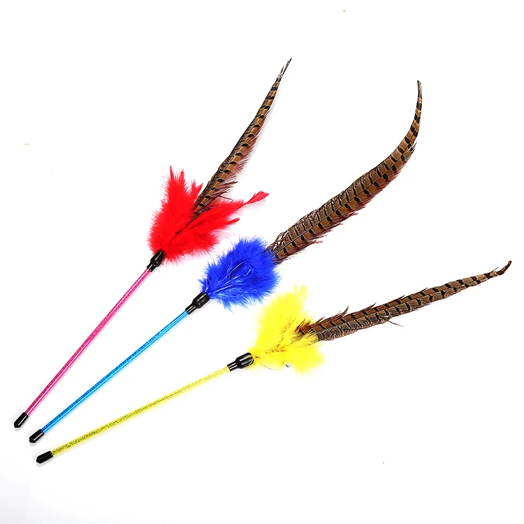

Cat feather wand toys cat teasing flying toys, Red;blue;yellow