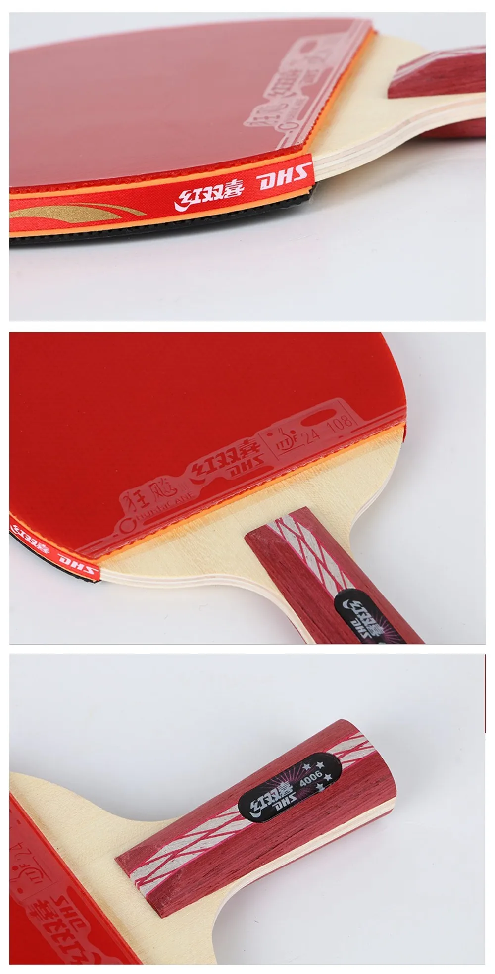 Original Dhs 4002 4006 Table Tennis Racquet Rackets With Double Sided Reverse Glue Fast Attack