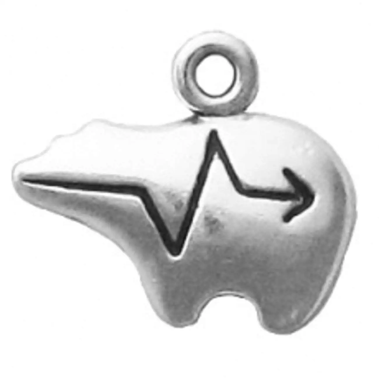 Sterling Silver 7 4.5mm Charm Bracelet With Attached Right Facing Walking Grizzly Bear Charm