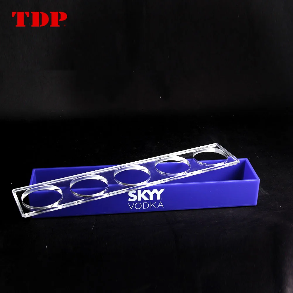 Bar Counter 5 Bottles Blue Acrylic Wine Display Rack/ Wine Bottle Holder