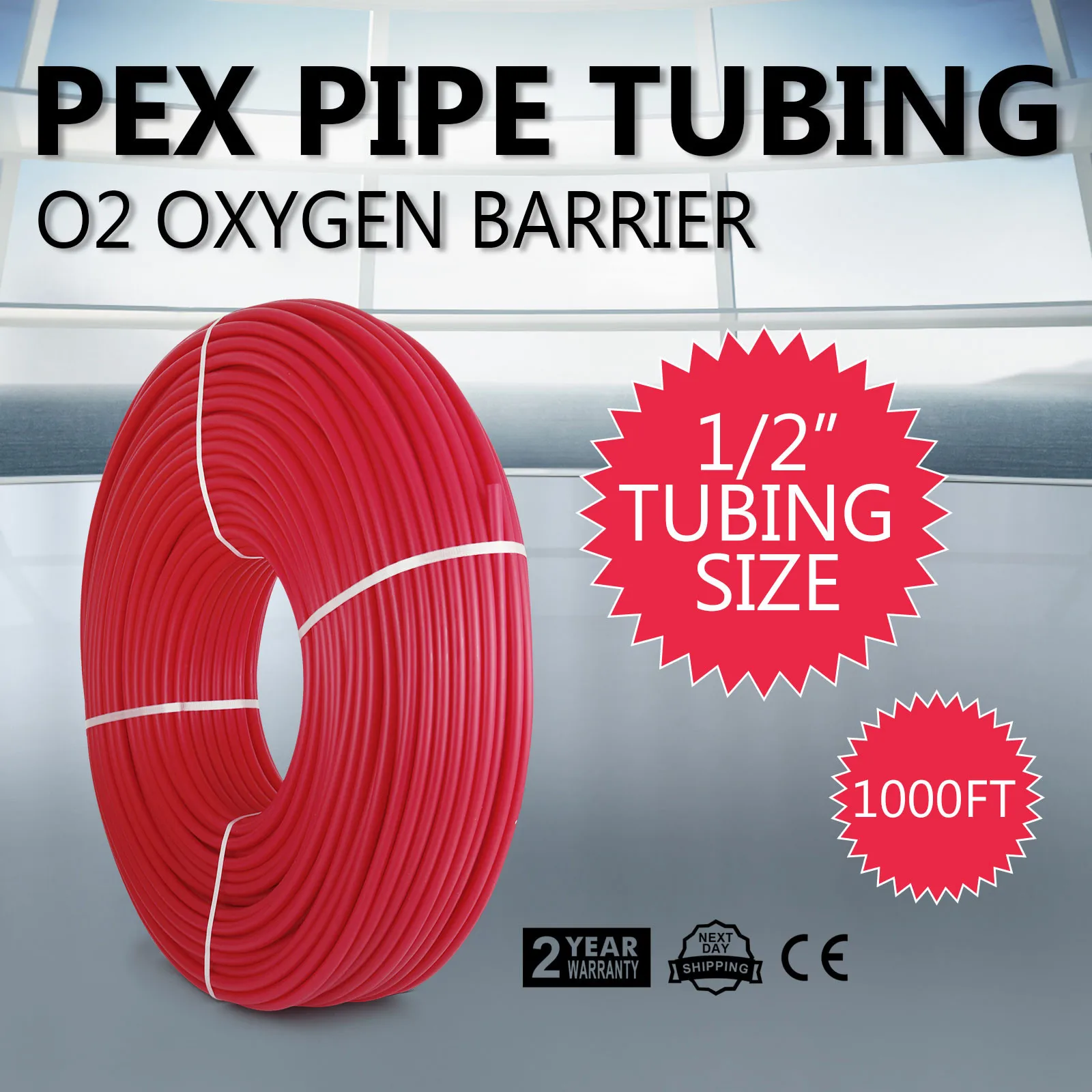 1/2in X 1000ft Feet Pex Tubing Oxygen Barrier O2 Evoh Pexb Red Radiant