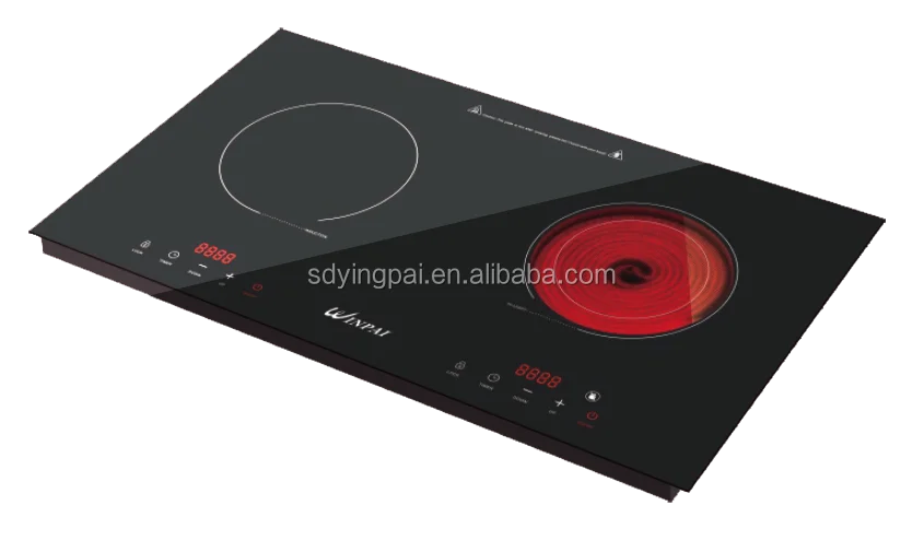 Two Burners Induction And Ceramic Infrared Cooker Stove Built In Type