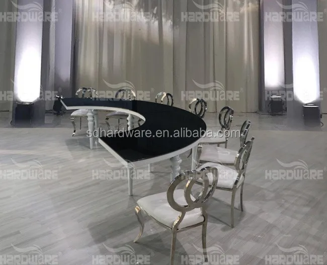 S Forma Negro Espejo De Cristal Mesa De Comedor Para Bodas Y Eventos