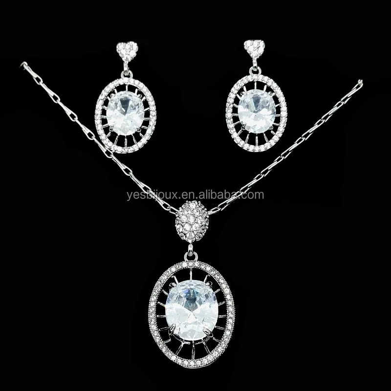 

semi-precious stone jewellery cubic zirconia earring necklace set