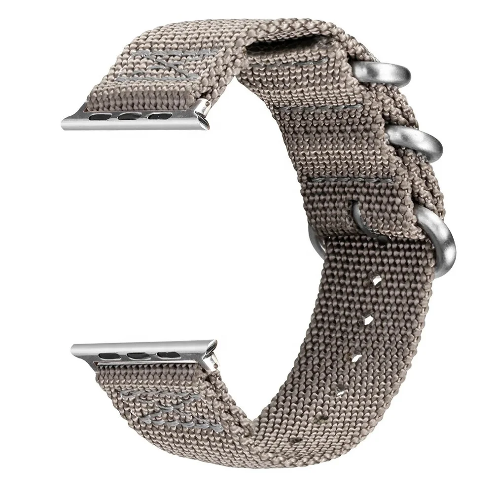 

38mm 42mm 2 Piece Classic Nato Nylon Watch Bands for Apple Grey Straps