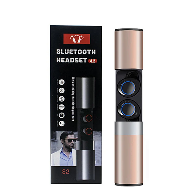 

Bluetooth earphones Waterproof Headset S2 Mini TWS Magnetic Charging Wireless Earbud BT Paired Headphones, Red;gold;silver